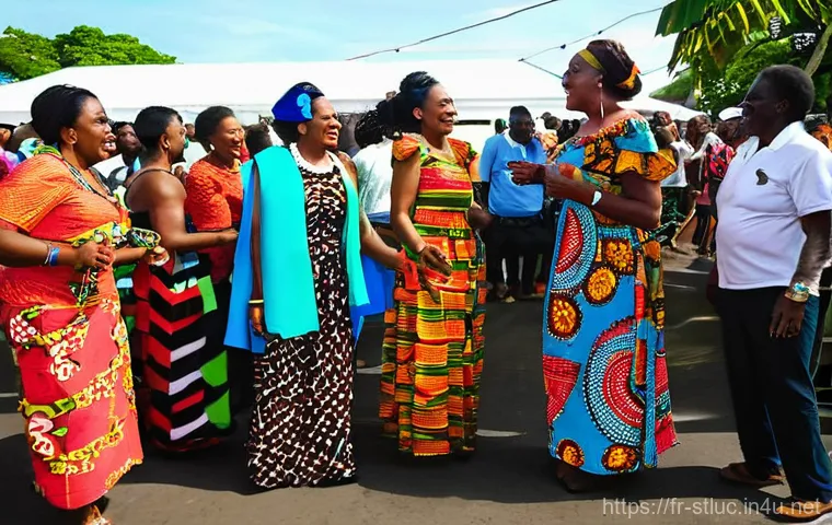 세인트루시아의 역사적 사건 - **Prompt: Colonial Crossroads in Castries Market**
    "A bustling and colorful market scene in Cast...