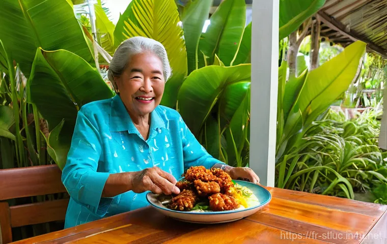 세인트루시아 한인 사회 - **Prompt:** "A vibrant, open-air restaurant scene in Rodney Bay, Saint Lucia, bustling with diverse ...