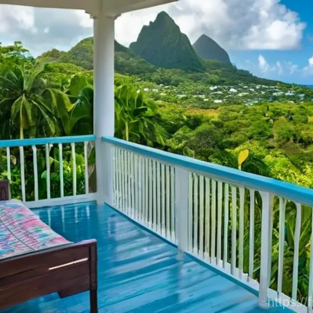 세인트루시아에서 은퇴 생활 - **Caribbean Home Tranquility:**
    "A peaceful scene featuring a retired individual or a couple, ca...