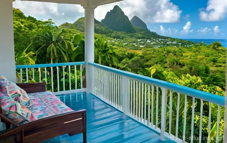 세인트루시아에서 은퇴 생활 - **Caribbean Home Tranquility:**
    "A peaceful scene featuring a retired individual or a couple, ca...