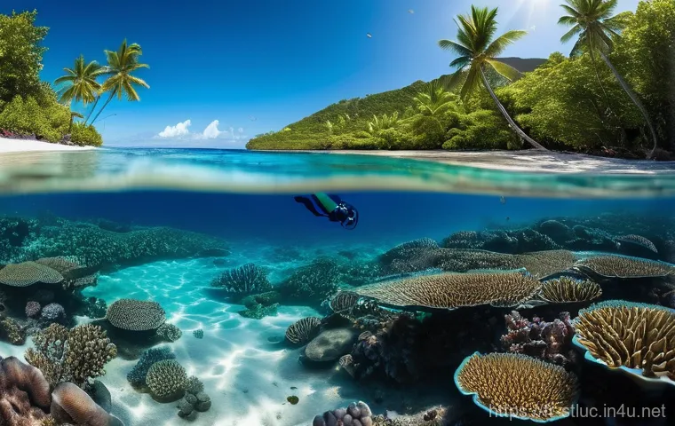 세인트루시아 여행 필수 준비물 - **Prompt 1: Majestic Pitons and Lush Tropical Landscape**
    "A breathtaking panoramic view of Sain...