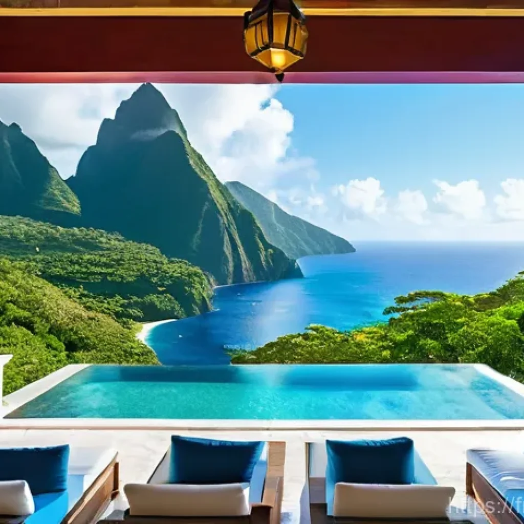 세인트루시아 부동산 투자 - **Prompt 1: Luxurious Caribbean Villa with Piton Views**
    "A breathtaking panoramic shot of a lux...