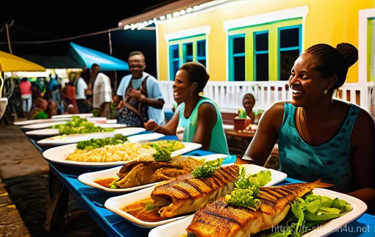 세인트루시아의 특산물 - **Vibrant Castries Market Scene with Spices and Fruits**
    A bustling, sun-drenched open-air marke...